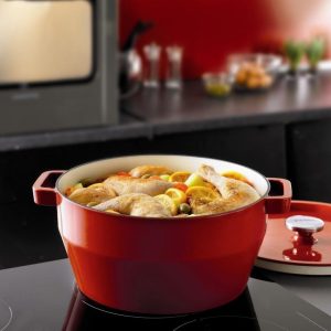 Pyrex Castiron Casserole Rnd Red 24cm 3.60Lt