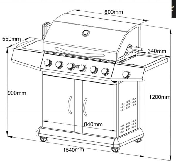 6 Burner BBQ with Side Burner S/S - Image 12