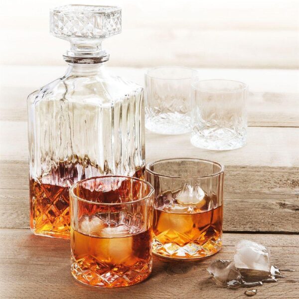 Whiskey Decanter & 4 Glasses