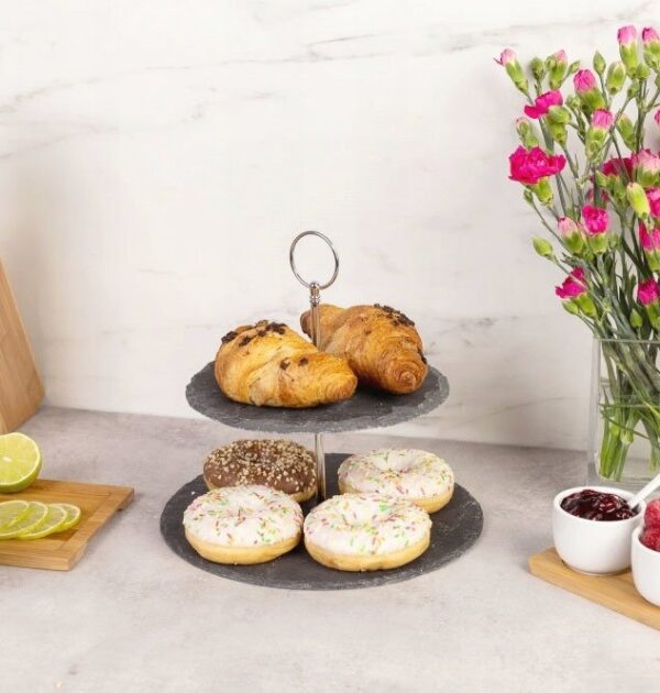 Cake Stand 2 Tier Slate