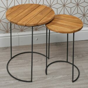 Side Table Teak Set of 2