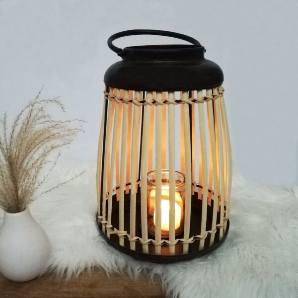 Lantern Bamboo with Metal 32cm