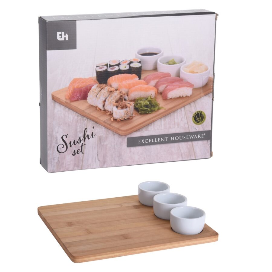 Sushi Set 4 Pcs Bamboo & Porcelain Petrolea Malta