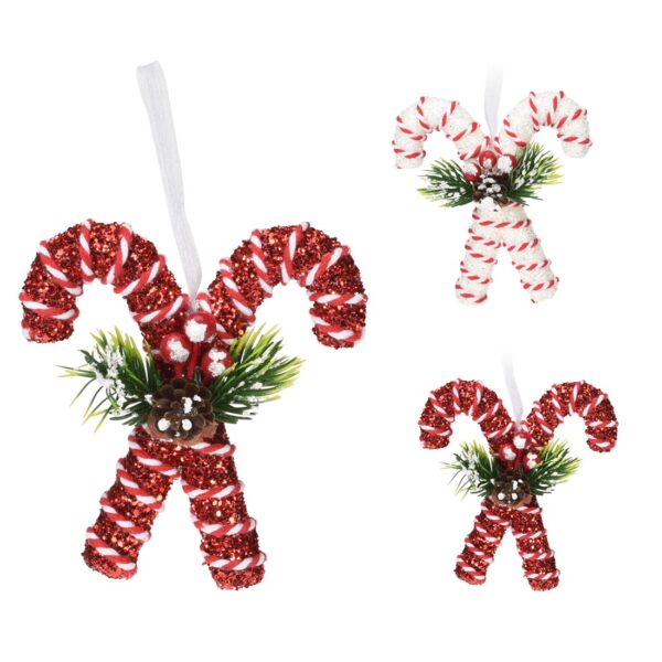 Xmas Candy Cane 2 Pcs With Deco (2 Designs)