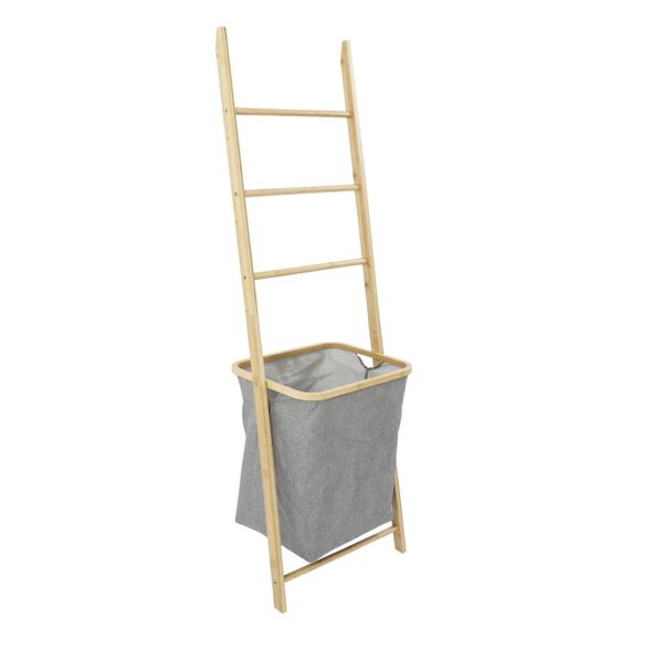 Towel Rail Bamboo with Laundry Basket