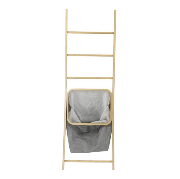 Towel Rail Bamboo with Laundry Basket - Image 2