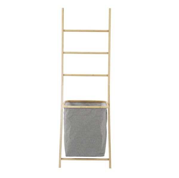 Towel Rail Bamboo with Laundry Basket - Image 3