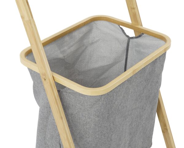 Towel Rail Bamboo with Laundry Basket - Image 4