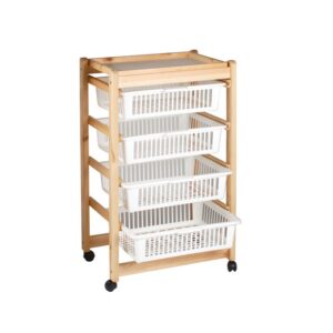 Vegetable Trolley 4 Tiers 37x30x80cm Natural/Walnu