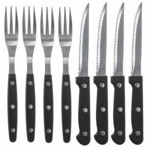 Steak Knife & Fork Set 8 Pcs