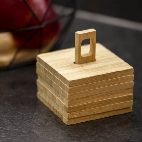 Coaster Set Bamboo 6 Pcs - Image 3