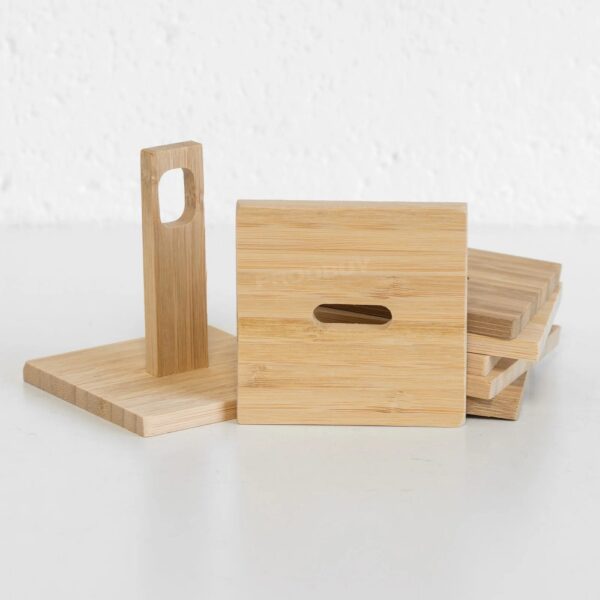 Coaster Set Bamboo 6 Pcs - Image 5