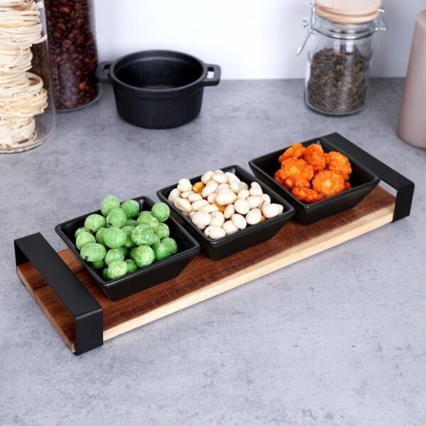 Serving Set on Bamboo Tray 4 Pcs