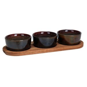 Serving Set on Bamboo Tray 4 Pcs