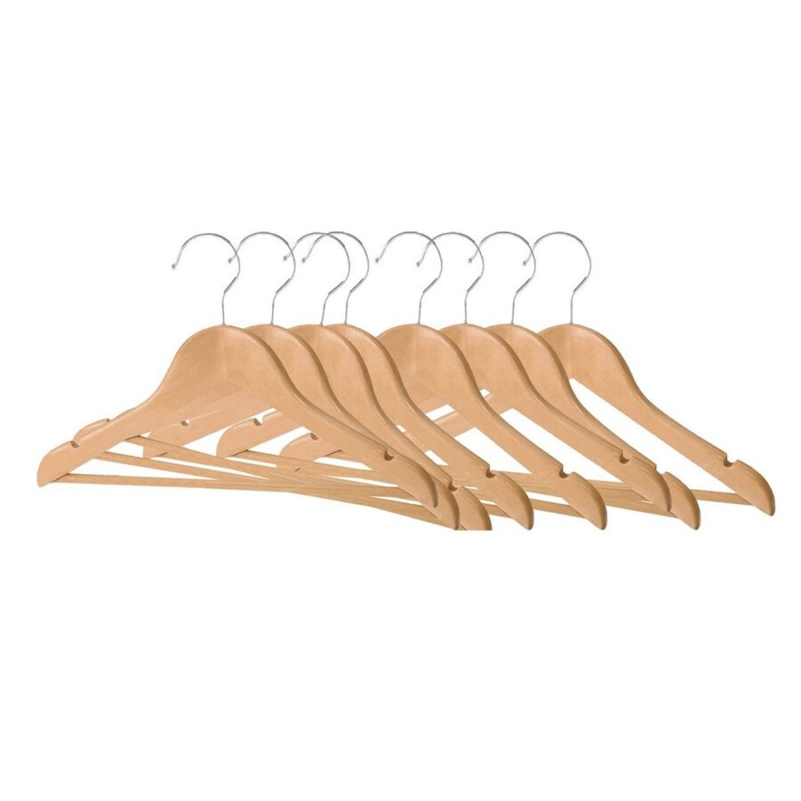Clothes Hanger Set 8 Pcs Wood Petrolea Malta