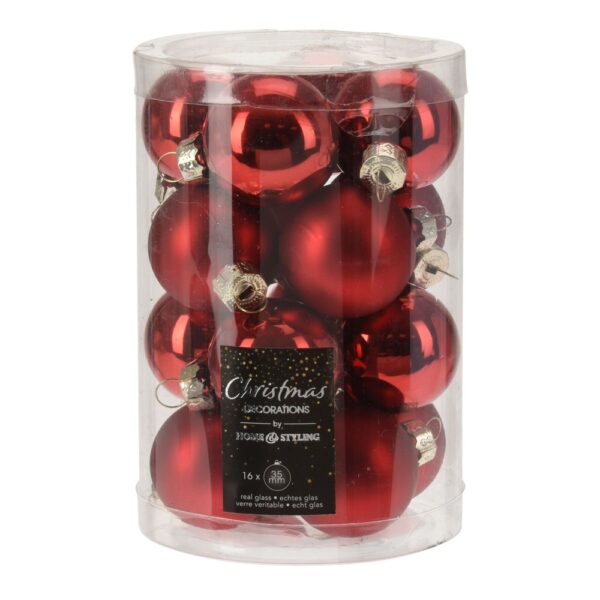 Xmas Baubles 35mm 16 Pcs Red