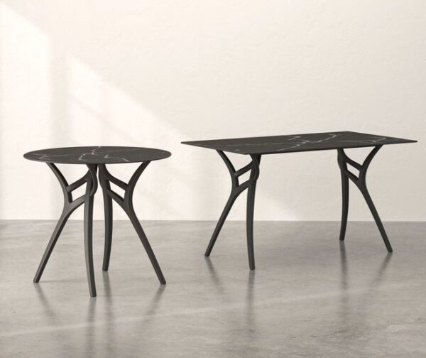 Table Ivy-L Diam 90cm Black Marble Top