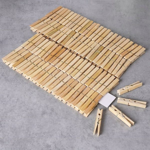 Bamboo Clothes Pegs 100Pcs