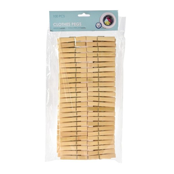 Bamboo Clothes Pegs 100Pcs - Image 3