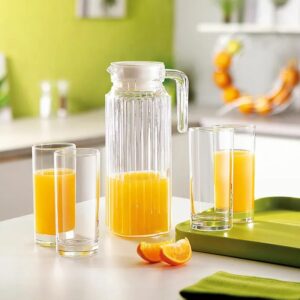 Quadro Glass Jug with White Lid 1.10Lt