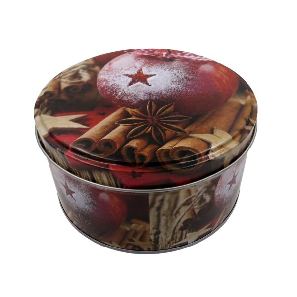 Xmas Round Tin Container 13cm