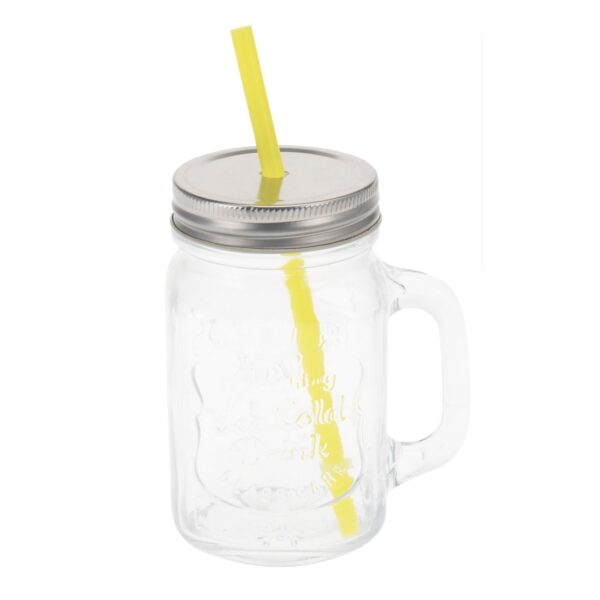 Drinking Glass with Handle & Straw