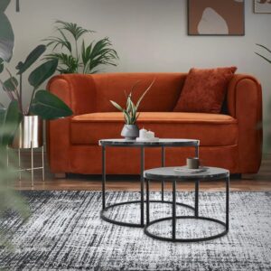 Side Table Set 2 Pcs with MDF Marble Top B