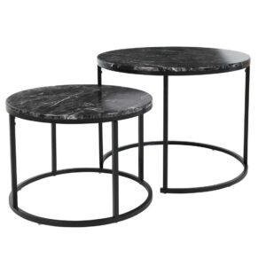 Side Table Set 2 Pcs with MDF Marble Top B