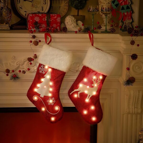 Xmas Stocking with LED 41cm