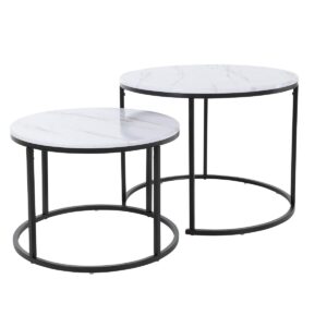 Side Table Set 2 Pcs with MDF Marble Top W