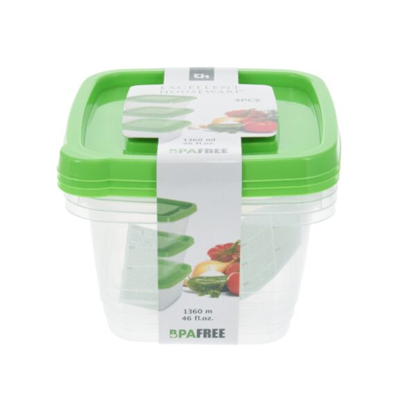 Storage Square Boxes Set 3 Pcs 1360ml - Image 3