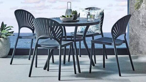Passeri Round Bistro Table 90cm & 4 Chairs Grey - Image 2