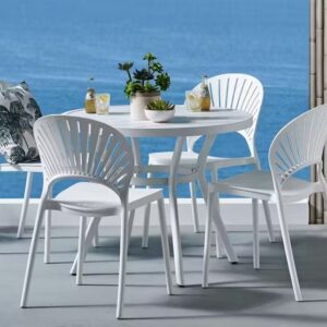 Passeri Round Bistro Table 90cm & 4 Chairs White