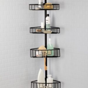 Telescopic Bar with 4 Baskets Black