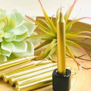 Mini Metallic Candles 10cm 10 Pcs