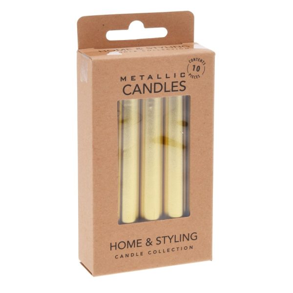 Mini Metallic Candles 10cm 10 Pcs - Image 3