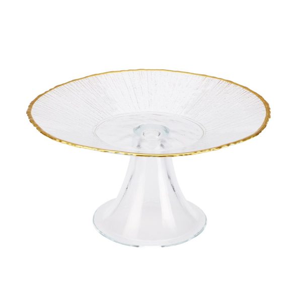 Glass Cake Stand Golden Rim 21cm - Image 2