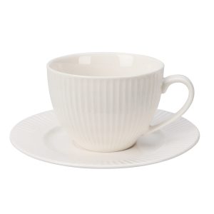 Ribbed Cup & Saucer Bone China 240ml
