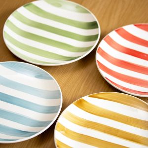 Striped Stoneware Plate 19cm (4 Colours)