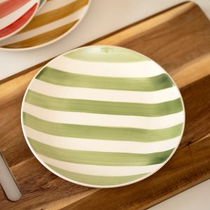 Striped Stoneware Plate 19cm (4 Colours)
