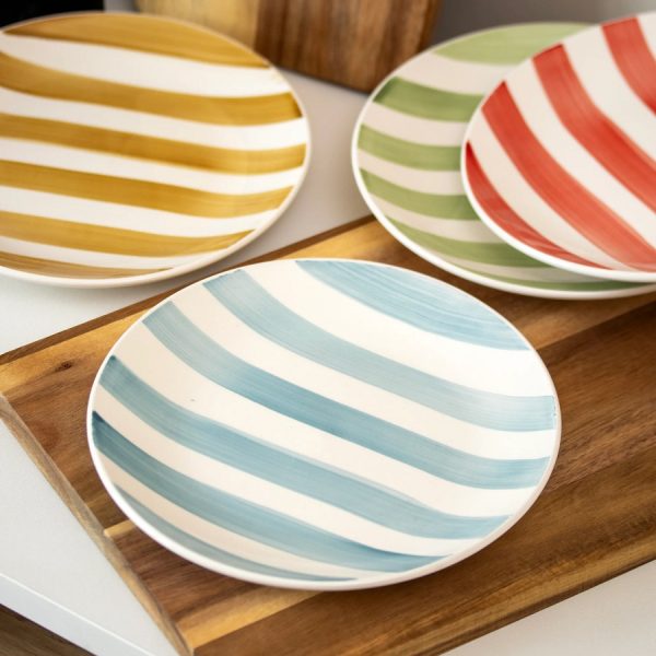 Striped Stoneware Plate 27cm (4 Colours)