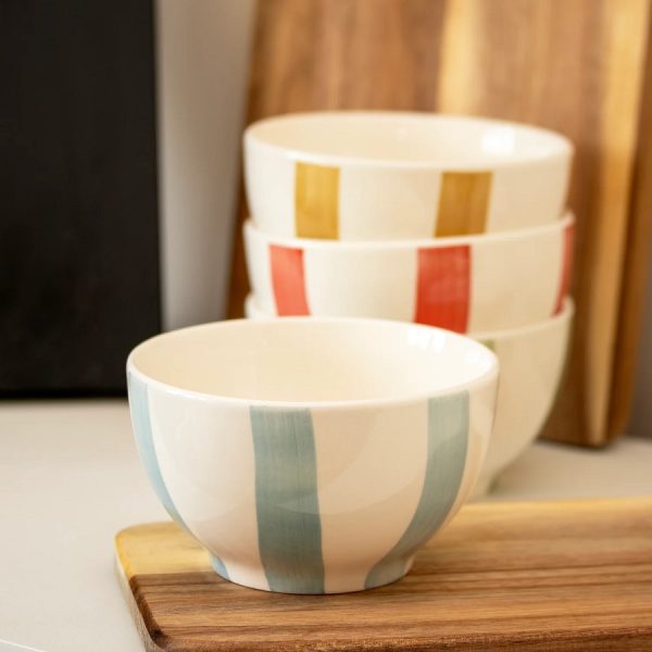 Striped Stoneware Bowl 14cm (4 Colours) - Image 3