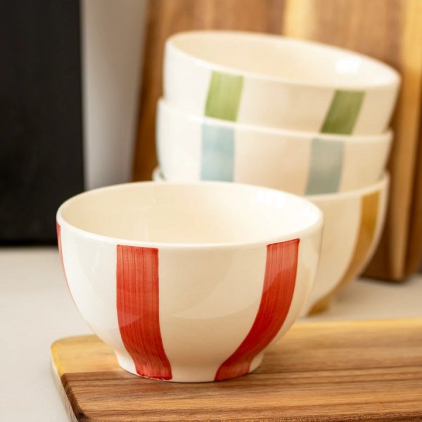 Striped Stoneware Bowl 14cm (4 Colours) - Image 4
